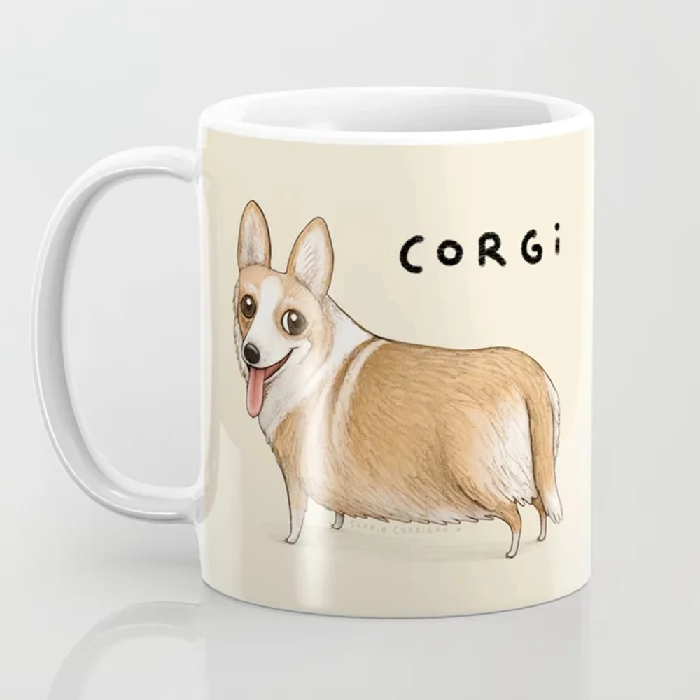 

Симпатичная кофейная кружка Corgi 350 мл, керамический подарок для любителей собак, семейный подарок на день рождения