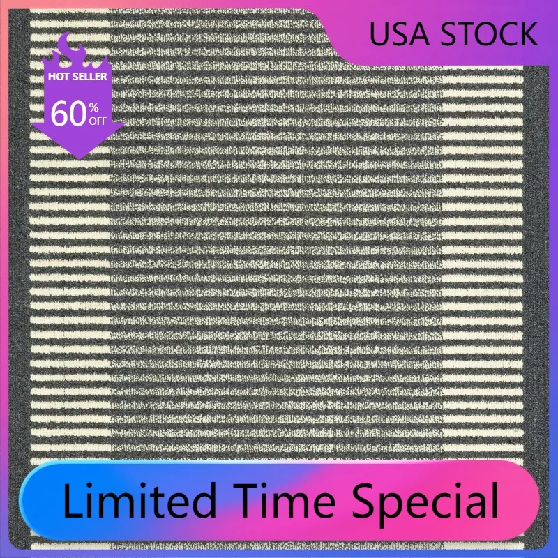 

Home Mainstays Traditional Gray Cream Border Indoor Area Rug, 5'X7'