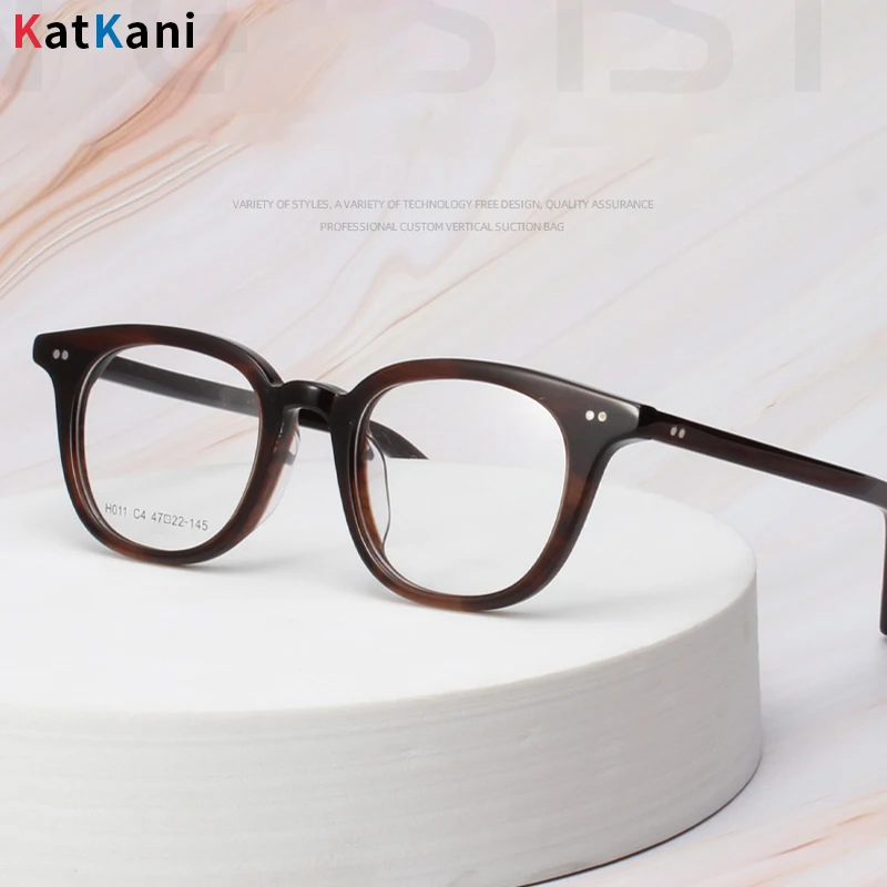 

KatKani New Ultra-light Luxury Acetate Optical Spectacle Frame Retro Round Prescription Men's and Women's Glasses Frames H011