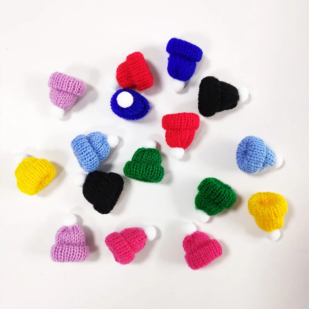 Christmas Beanie Hat 10PCS Mini Santa Hat Lollipop Wine Bottle DIY Xmas Christmas Hats Knitted Party Favors DIY Handmade Accessory