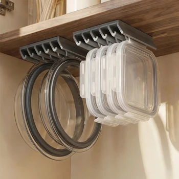 Organizzatore Salvaspazio per Coperchi di Contenitori Alimentari, Supporto da Parete Multiuso in Plastica con Ganci Robusti