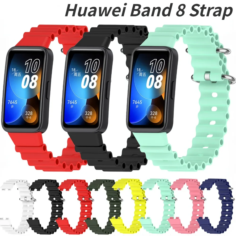 

Ocean Silicone Band for Huawei Band 8 Strap Breathable replaceable wristband for Huawei Band 8 Bracelet Smart Watch Accessories