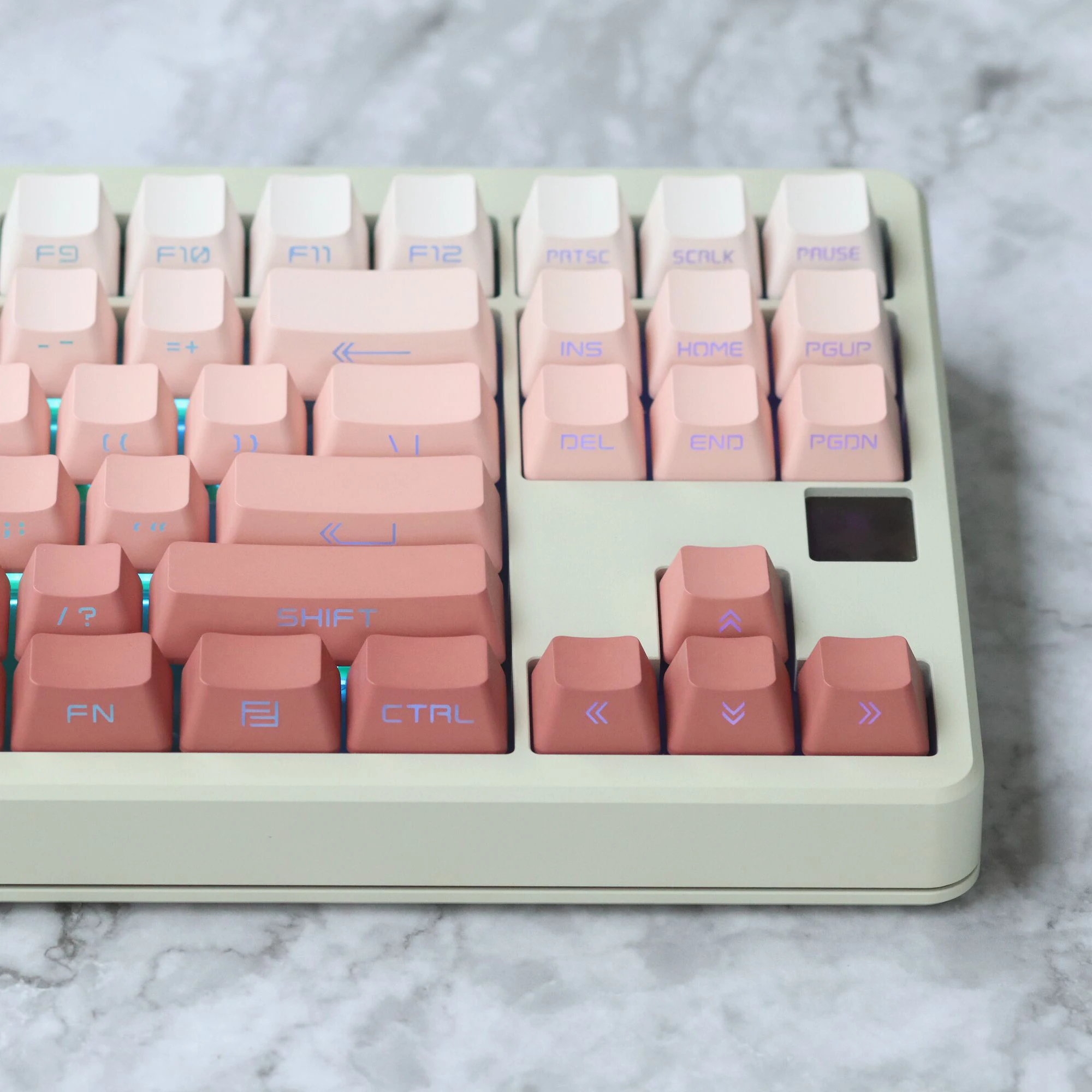 Conjunto Gradiente pó Blusher Chave Tampões Pbt Lado Superior Backlit Keycaps Corante Subbed Oem Perfil Keycap para 68 84 87 104 Mx1.0 6.0 8.0 1 - Imagem 2