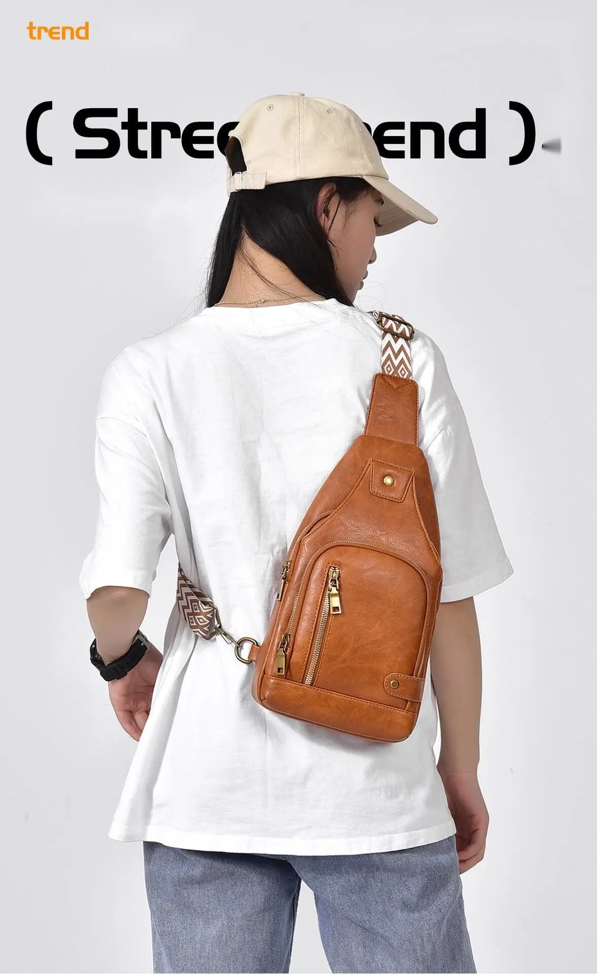 Men's Leather Crossbody Chest Bag Waterproof Tactical Backpack_voghion.com