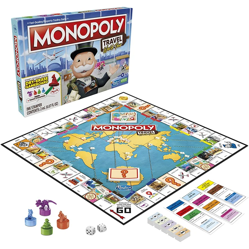 Hasbro Monopoly Travel World Tour Board Game English Version Family Game Exquisite Gift Box Board Game Adult Kids Toys
