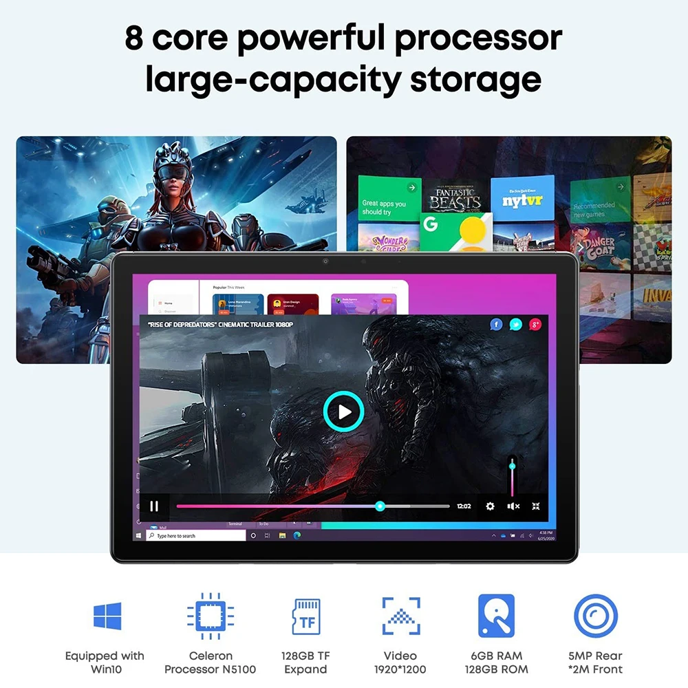 CHUWI Hi10 Go Tablet Intel Celeron N5100 Windows 10 FHD1920x1200 IPS Screen  10.1inch 6GB RAM128GB ROM Micro-HD Tablet PC
