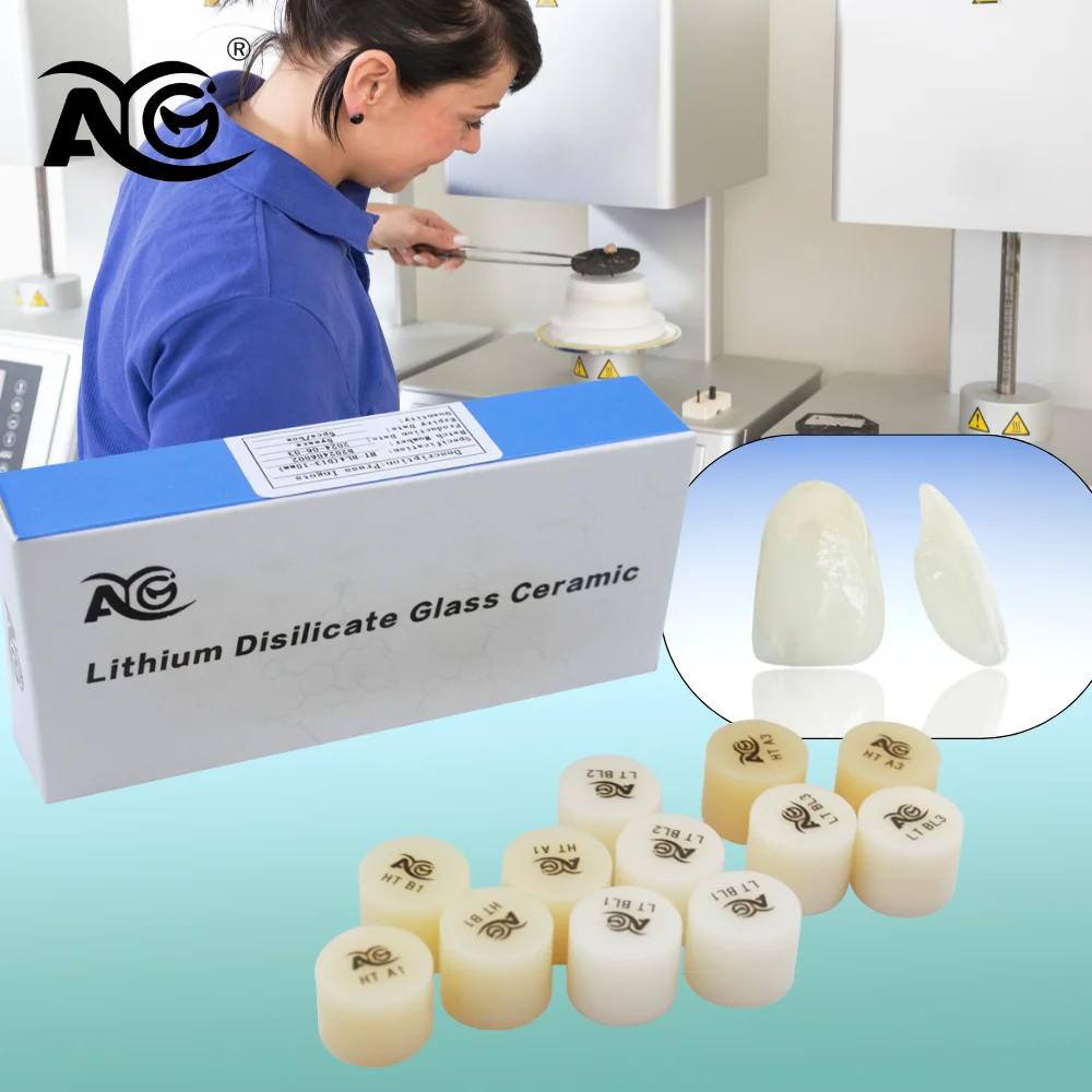 AG Dental Press Ingots Lithium Disilicate Blocks 5Pcs HT/LT Glass Ceramic Block Ingots High-Quality for Veneer Dentist Materials