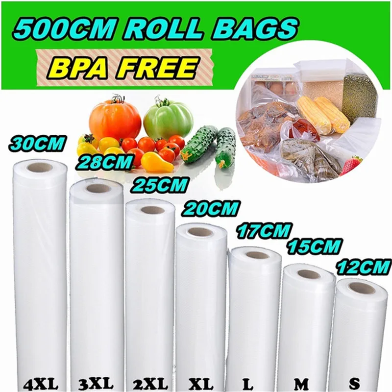 Vacuum Sealer Bags Food Grade Materials BPA Free Food Saver Bag Rolls  Vacuum Sealer Bags Food Grade Materials BPA Free Food Saver Bag Rolls  Kitchen Cooking Supplies Food Grade Self-Trimming 20*500cm 