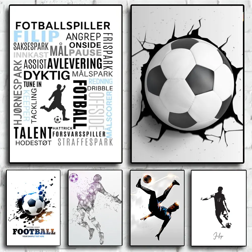 

Abstract Modern Simple Football Creative Posters and Prints Canvas Paintings Wall Art Pictures for Living Kids Room Home Decor