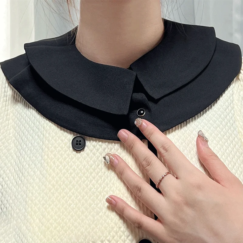 

Fashion White Black Lace Fake Collar Blouse Vintage Detachable Shirt False Collar Lapel Blouse Top Women Clothes Accessories