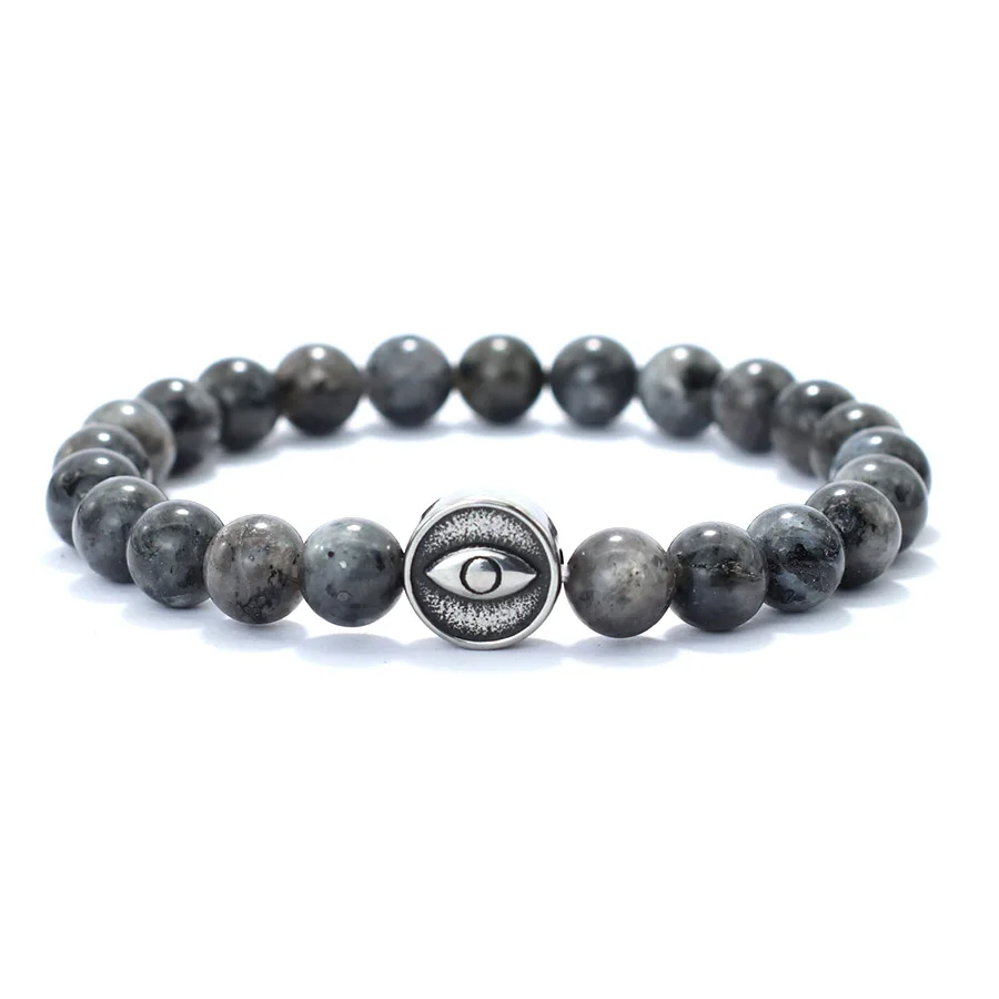 Stainless Steel Evil Eye Bracelet for Men with Natural Stone