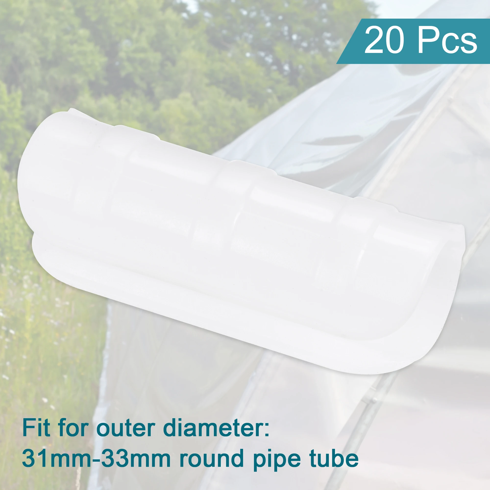 20Pc Farm Plastic Clamps Snap Clamps 32mm White/Black Tube Rod Clip Plastic Clips for Greenhouse Film Garden Building Frame Pipe