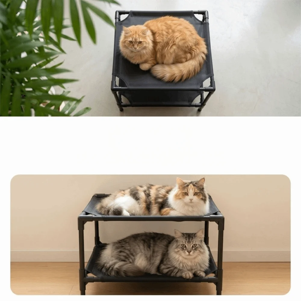 Cuccia rialzata a doppio strato per animali domestici - immagine 4