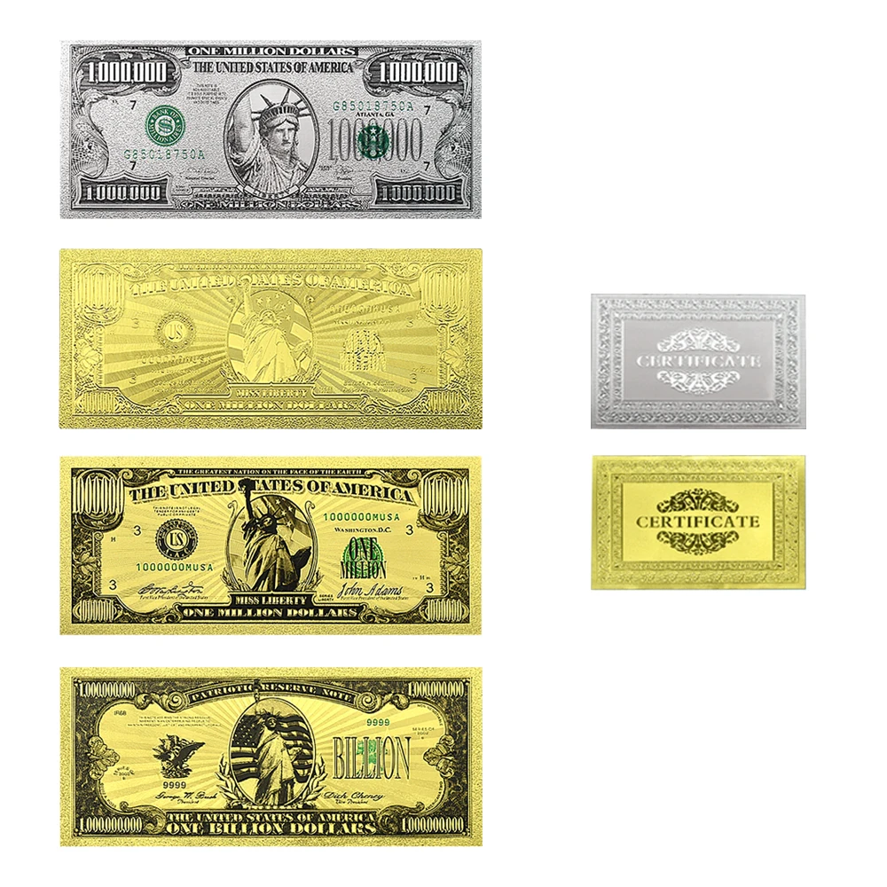 

10PCS American Statue of Liberty 4Styles Gold Foil Banknotes Nice Art Craft Fans Collection Holiady Gift