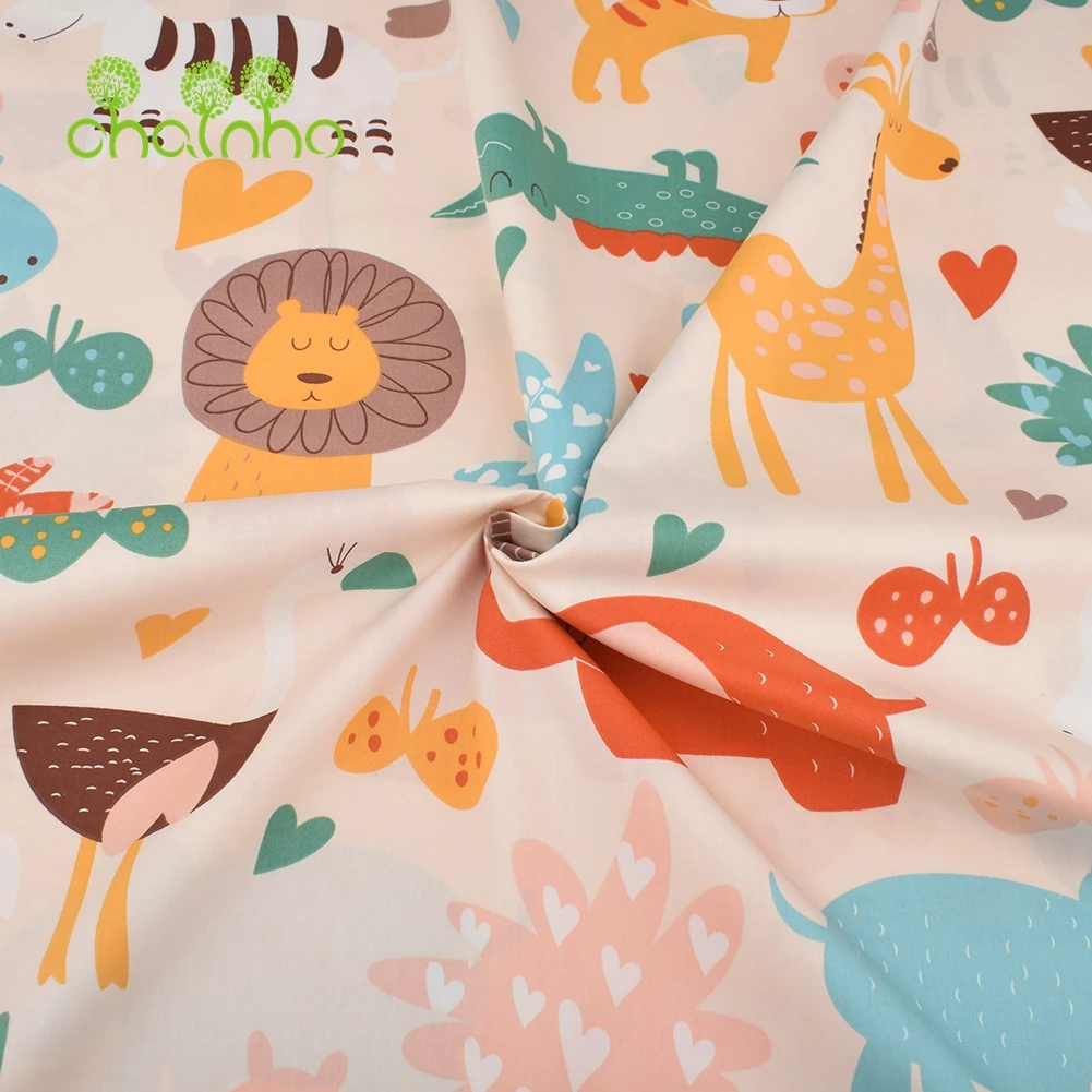 Chainho,Printed Twill Weave Cotton Fabric,DIY Sewing Quilting Material,Patchwork Cloth,Cartoon Series,2 Specification,15C300