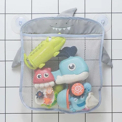 

New Baby Bathroom Mesh Bag Sucker Design For Bath Toys Kids Basket Cartoon Animal Shapes Cloth Sand Toys Storage Net Bag