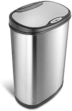 13 Gal. Oval Stainless Steel Automatic Sensor Kitchen Trash Can with Power  Adapter
