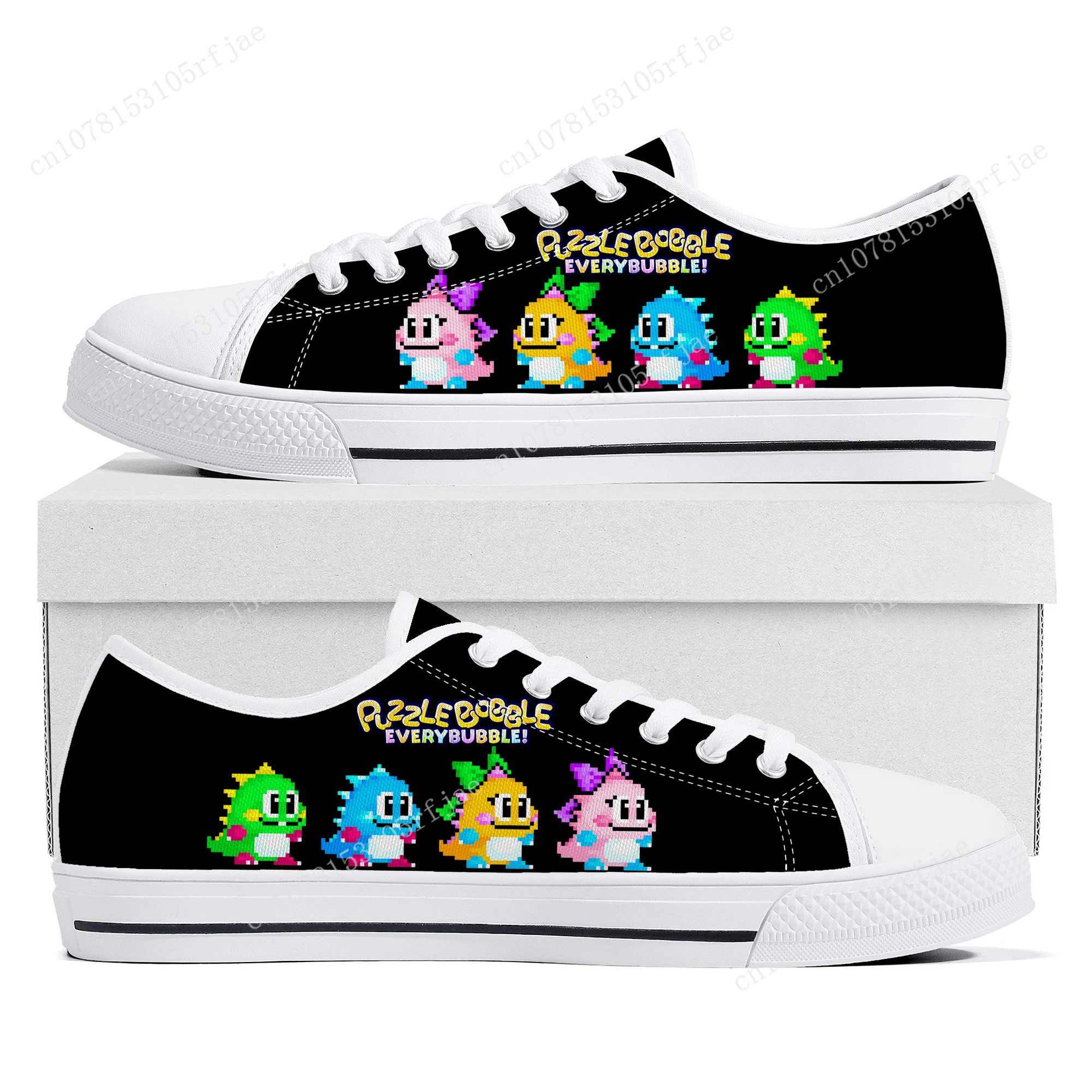

Bubble Bobble Low Top Sneakers Cartoon Game Womens Mens Teenager High Quality Fashion Canvas Sneaker Couple Custom Built Shoes