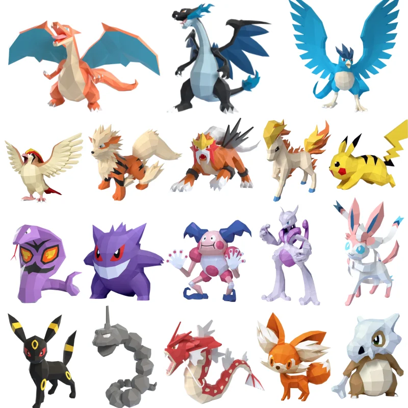 

Pokemon Semi Finished 3D Paper Mold Ornament Maga Charizard X Gyarados Arbok Onix Articuno Entei Pidgeot Eevee DIY Handmade Gift