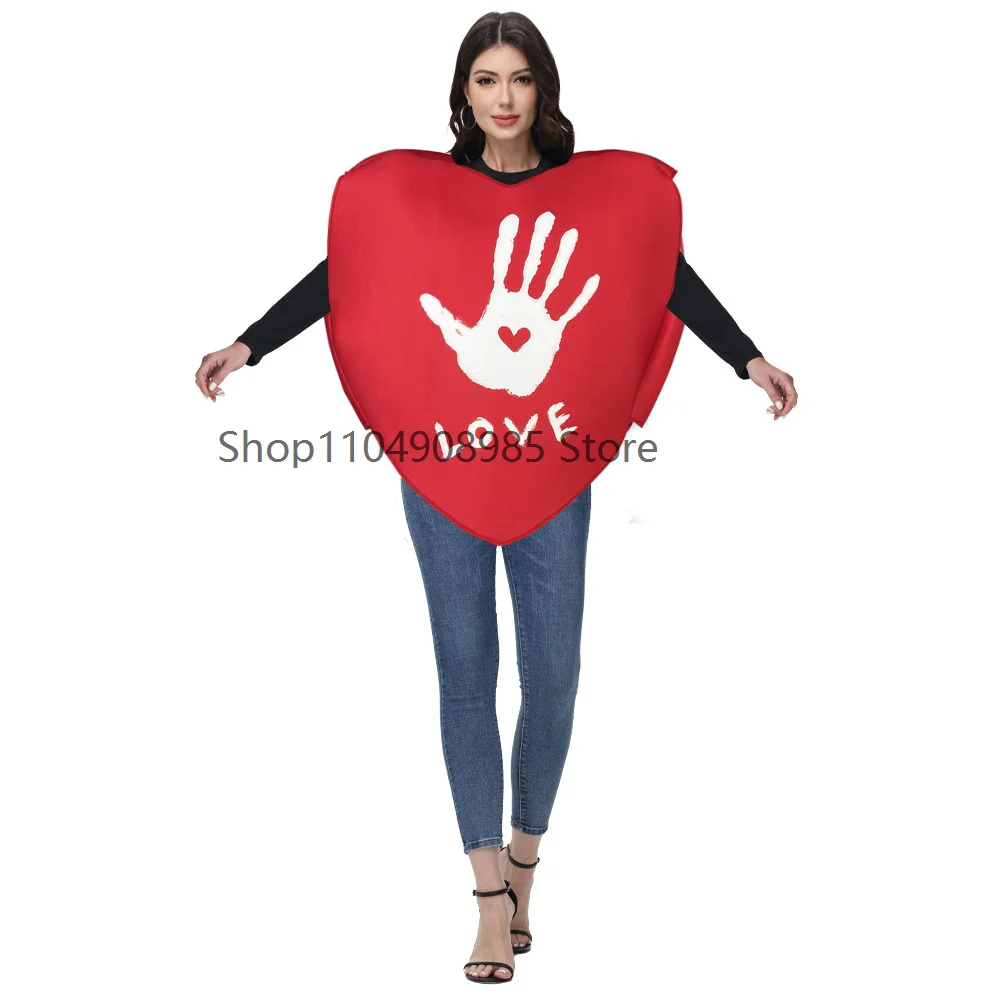 Love Valentine's Day Costume Couple Heart-shaped Sponge Costume Red Love Wedding Suit Party Cosplay Stage Performance suit