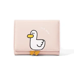 Whimsical Duck Design Women's PU Leather Wallet - Cute & Compact Cash and Card Holder (Pink)