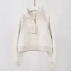 Lemon Women Scuba Ladies Loose Half Zip High Collar Hoodie Thickened Plush Hooded Embroidery Sweater Loose Sweater Pullover 3