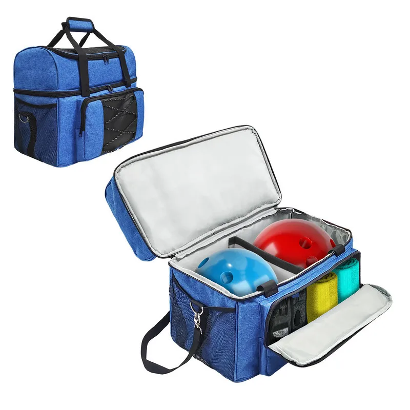 Bowling Tote Bag Storage Bag For 2 Balls Bowling Tote With Padded Divider For 1 Pair Of Shoes Up To Mens 16