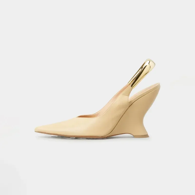 2024Women's Summer New High Heel Thick Sole Sandals Shaped Heel Shallow Mouth Pointed Fashion Sexy Women's 44 Plus Size Shoes 4