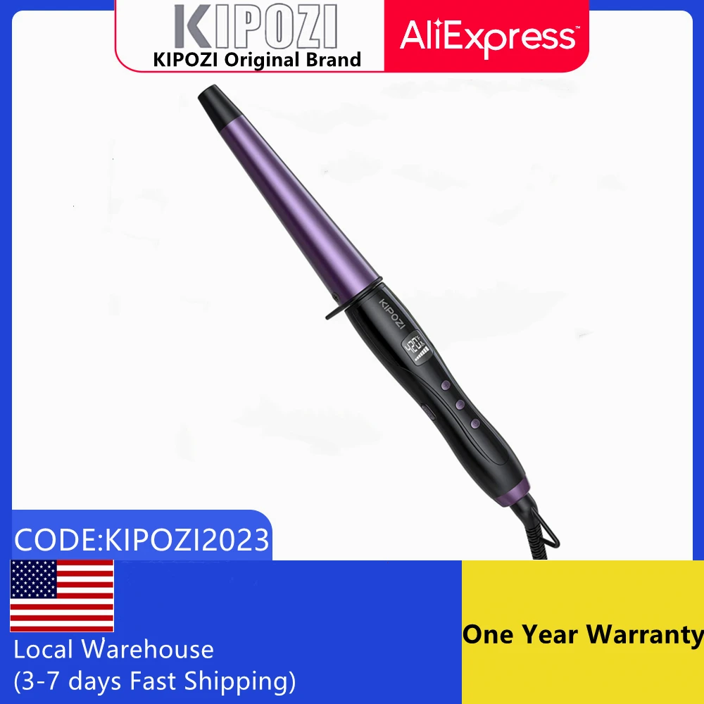 KIPOZI Pro Conical Curling Wand Dual Voltage 3/41 1/4 Inch Curling