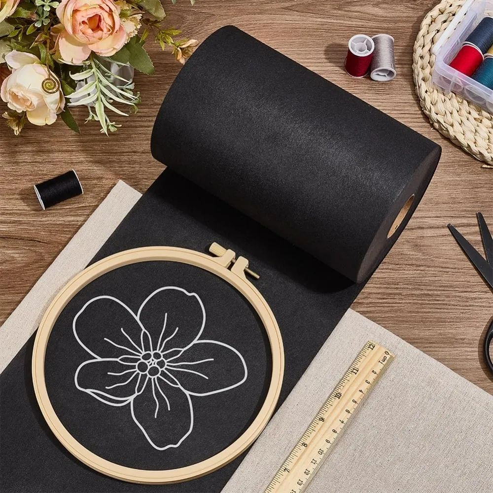 Black Cut Away Embroidery Stabilizer 7.9 Inch x 50 Yard Roll Cut Away Stabilizer Backing Soft Embroiderys Backing Stabilizers