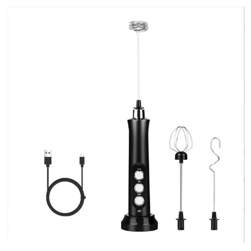 Electric Milk Frother 3 In 1 Electric Milk Frother Rechargeable Milk Foam Maker Handheld Foamer High Speeds Frother Drink Mixer Coffee