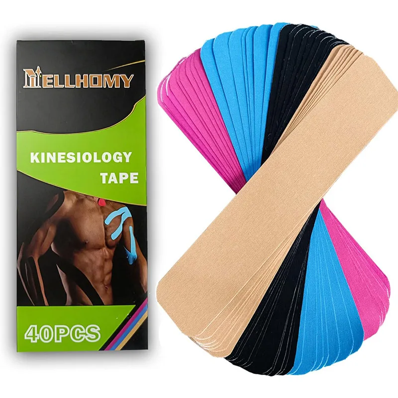 Synthetic Kinesiology Tape, 20 Strips Precut K Tape, Waterproof, Elastic Athletic Tape For Pain Relief & Muscle Support, Reflective Design, 2\" X 10\" -Blue