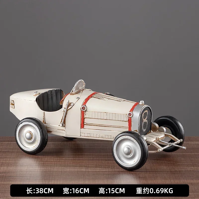 Vintage Car Model Iron Desk Decoration, Semi-Handmade Retro