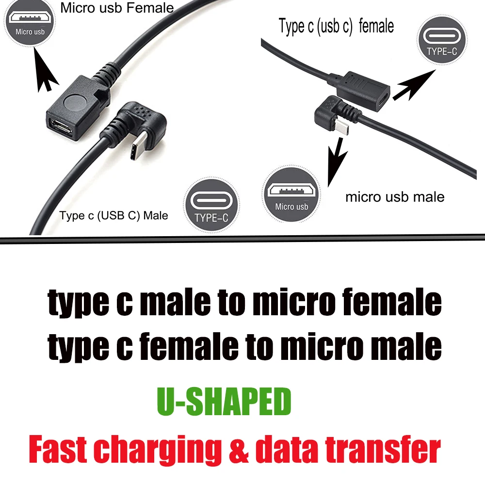 180 Gradi Usb 3.1 Tipo C Femmina A Micro Usb Su E Giù Adattatore Convertitore Usb C Angolato Per Cellulare Cellulare Tablet Pc