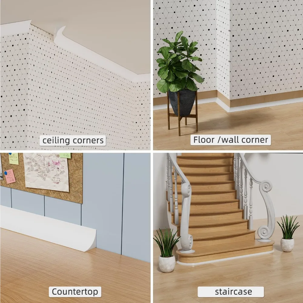 Silikon-Viertelrundleiste, flexibel, selbstklebend, Schuhleisten-Design, 1/2/3m, für Wandecken und Fußleisten – Detail 8
