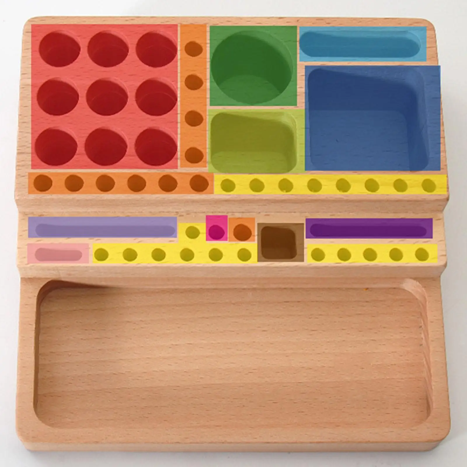 Wooden Desk Organizer with Slots And Holes, Multifunctional, Wooden Desk Organizer with Slots And Holes, Multifunctional,