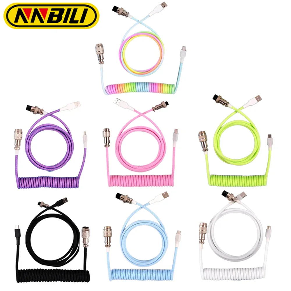 

NEW Type C Mechanical Keyboard Coiled Cable USB Keyboard Wire Mechanical Keyboard Aviator Desktop Computer Aviation Connector 3M