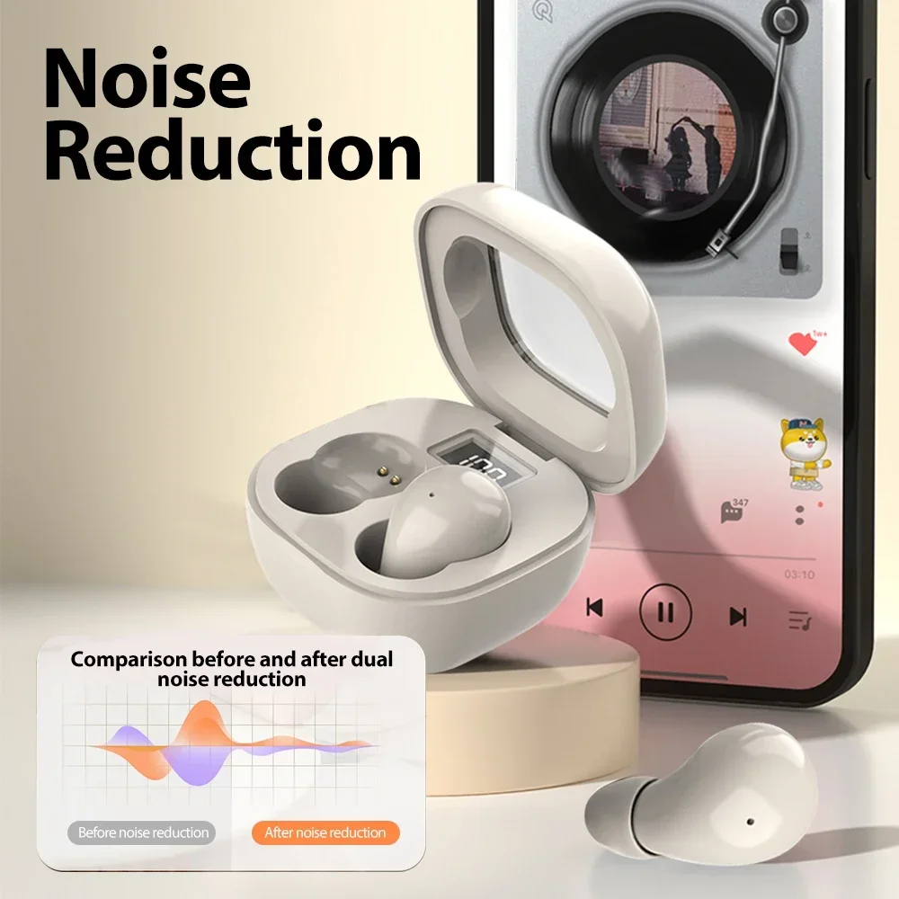 

TWS Wireless Noise Reduction Heasets with Microphones Earbuds HIFI Stereo Mini Invisible Headphones Bluetooth 5.3 Earphones