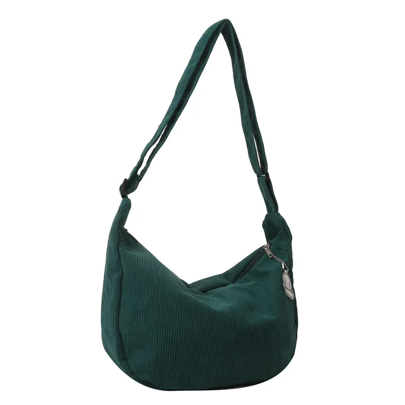Corduroy cloth bag lazy style simple Japanese literary crossbody bag casual shoulder bag for women
