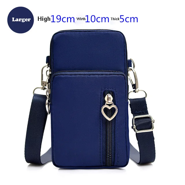 Universal Mobile Phone Bag For Samsung/iPhone/Huawei/HTC/LG Case Wallet Outdoor Sport Arm Purse Shoulder Bag Women Phone Pouch Larger Blue