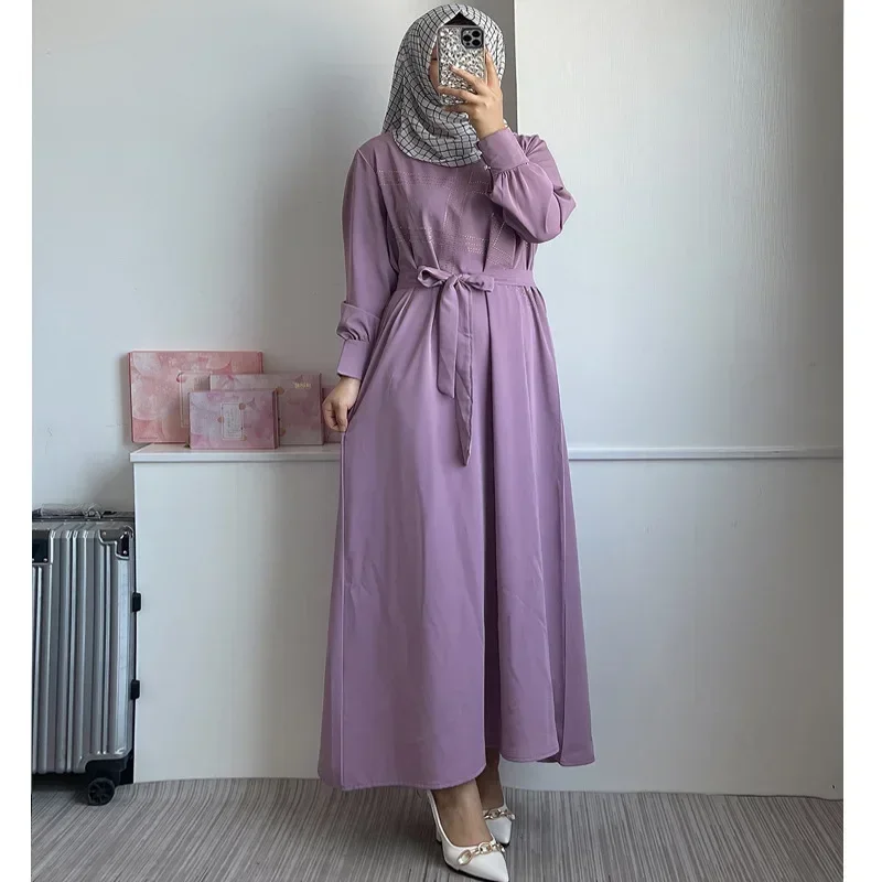 Abaya Muslim Maxi Dress Women With Diamond Arab Dubai Islamic Clothing Robes Autumn New Fashion Loose Casual Muslim Long Dresses