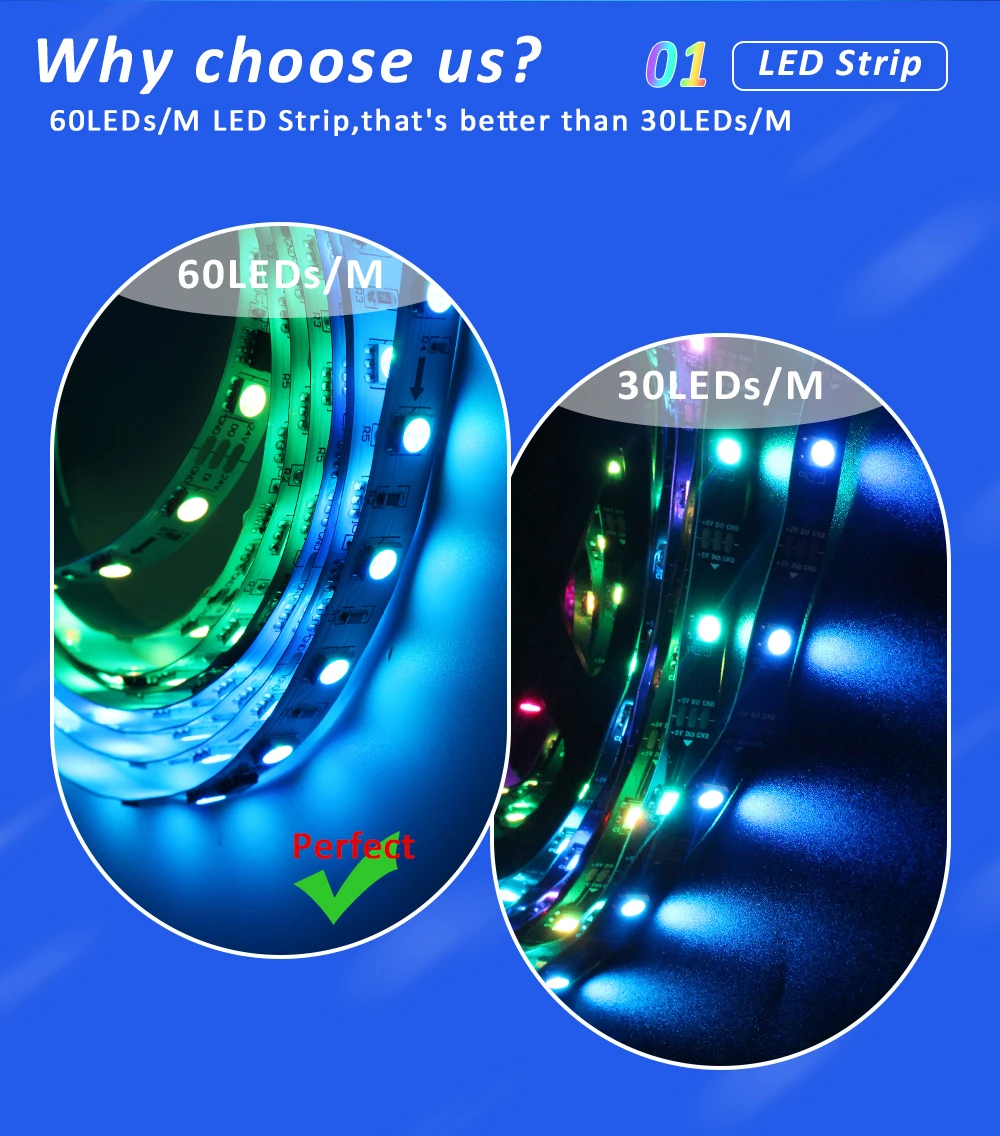 WS2811 24V RGBIC COB adressierbare Pferderennen Streifen Licht Vollfarb-LED-Band-Kit 5M 10M 15M 20M Touch-Fernbedienungsband – Detail 5