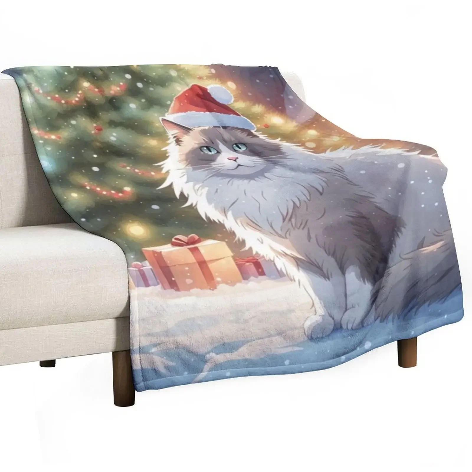 Christmas Ragdoll Cat Throw Coperta Luxury Throw Coperte Sottili Decorative Singole