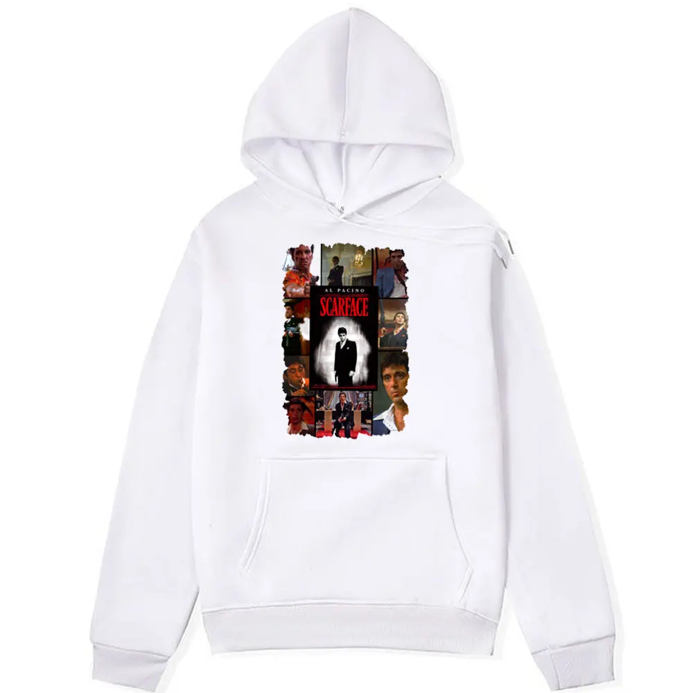 Vintage Movie Scarface Look At Me Hoodie Male Al Pacino Tony Montana Double Sided Print Sweatshirt Fashion Oversized Hoodies Men