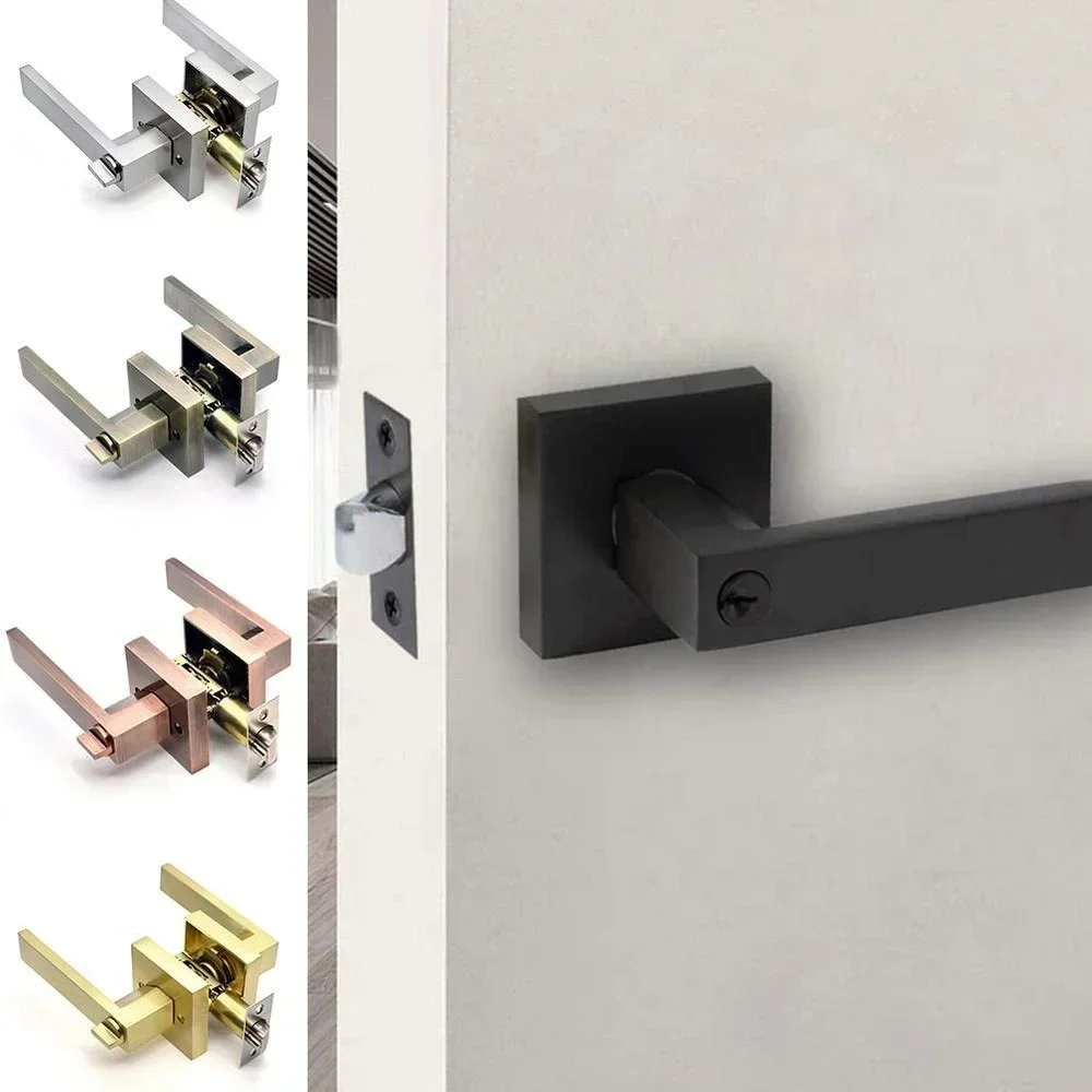 Door Lock Interior Door Handle Lock with Core/pin Bedroom Heavy-duty Door Lock Handle Kit Safety Accessory