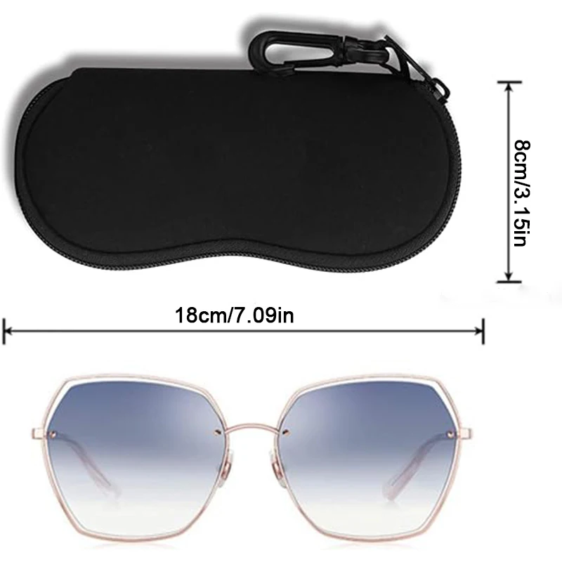 Ultra Light Neoprene Sunglasses Soft Case with Zipper & Belt Clip