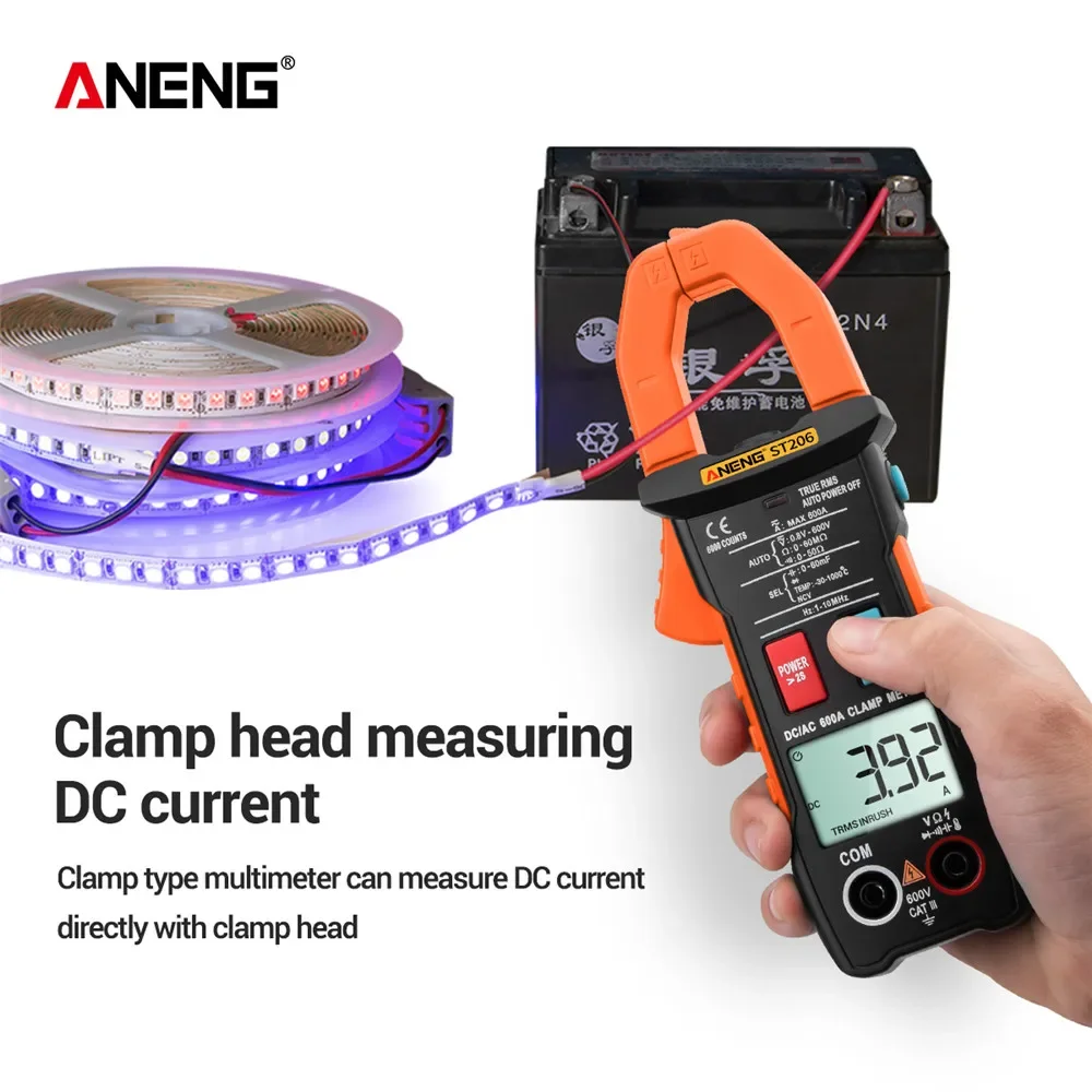 ANENG  Ŭ  Ƽ, 6000 īƮ, Ʈ RMS , DC/AC  Ŭ, DC , 丮Ʈ ׽, ST206