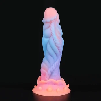 Luminous Dragon Dildo Anal Toys Butt Plug Colourful Glowing Dildo Huge Penis Glow in Dark Sex Toys for Women Sex Products 2