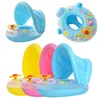 Cartoon Inflatable Baby Swim Ring Seat Floating Sunshade Toddler Swim Circle Bathtub Swimming Pool Beach Party Outdoor Water Toy 1