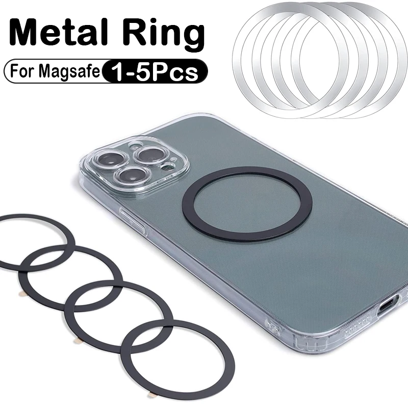 1-5Pcs Stainless Steel Universal Magnetic Plate Ring For Magsafe Wireless Charger Metal Sheet Sticker Magnet Car Phone Holder